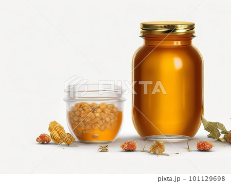 Pure Honey in a Glass Jar: Nature's Golden Pleasure. Generative AI 101129698