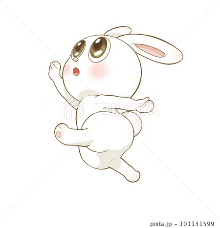 手を伸ばしてジャンプしているかわいいうさぎのイラスト 手を伸ばしてジャンプしているかわいいうさぎのイラスト 101131599