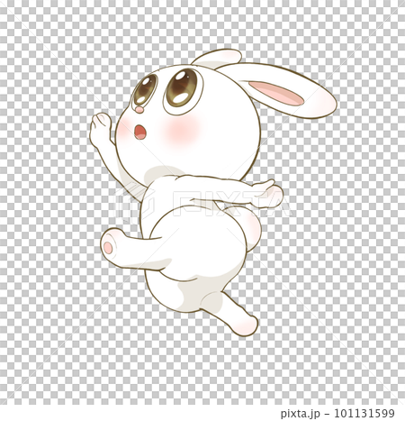 手を伸ばしてジャンプしているかわいいうさぎのイラスト 手を伸ばしてジャンプしているかわいいうさぎのイラスト 101131599