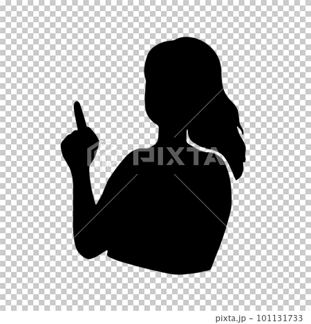 Silhouette female illustration explaining the point black Silhouette female illustration explaining the point black 101131733