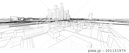 Buildings and city roads, town design 101131974