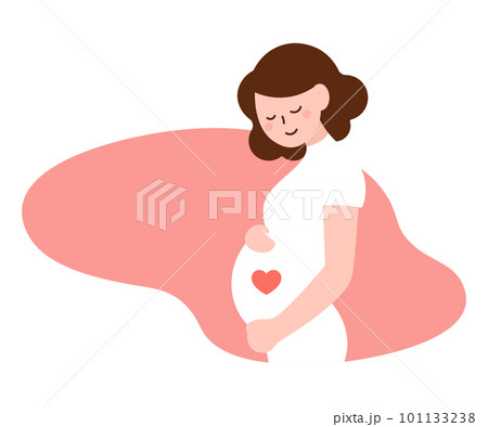 おなかを抱える妊婦　ハート 101133238