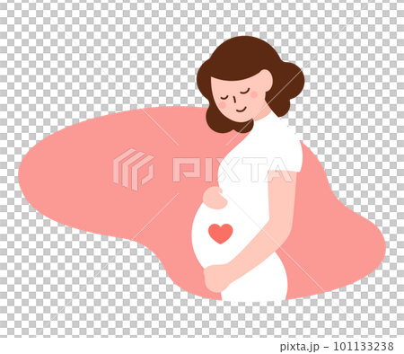 おなかを抱える妊婦　ハート 101133238
