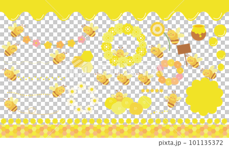 Cute bee frame border material set Cute bee frame border material set 101135372