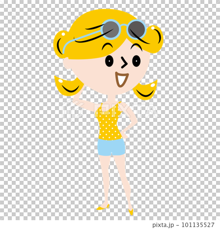 サングラスを頭にかけた女性のイラスト 101135527