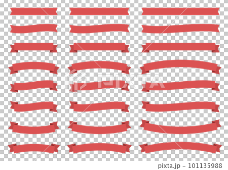 シンプルな赤いリボンの大中小バリエーションセット 101135988