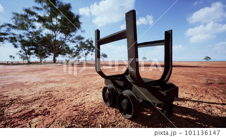 old rusted Mining cart in desert 101136147