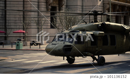 military helicopter in big city military helicopter in big city 101136152