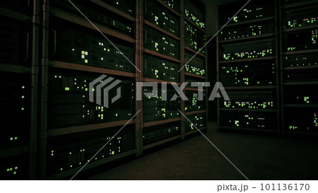 network server room with servers running processes 101136170