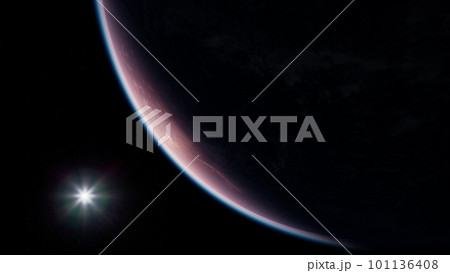Planet earth globe view from space showing realistic earth surface 101136408