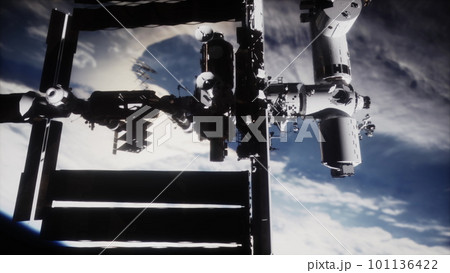 ISS taken with the earth in the background in the space 101136422