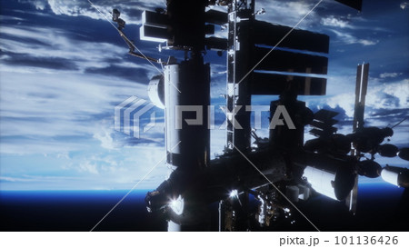 ISS taken with the earth in the background in the space 101136426