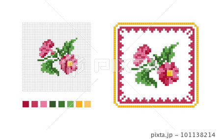 Pattern for floral embroidery. Cross stitch flower Pattern for floral embroidery. Cross stitch flower 101138214