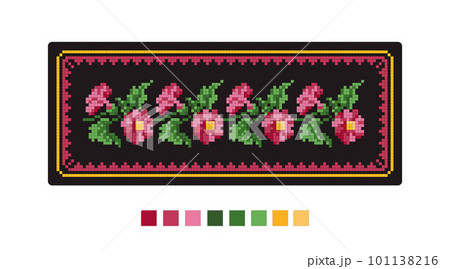 Cross stitch design with floral pattern 101138216