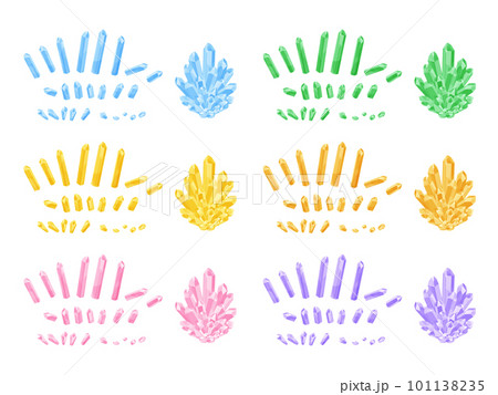 宝石の原石のイラスト素材セット_細長い水晶 宝石の原石のイラスト素材セット_細長い水晶 101138235