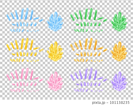 宝石の原石のイラスト素材セット_細長い水晶 宝石の原石のイラスト素材セット_細長い水晶 101138235