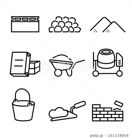 General equipment and materials for building walls. 101138856