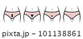 Lower half body shape and panties outline realistic for type of female bikini waxing. 101138861