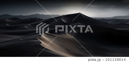 desert at sunrise in gloomy colors 101139014