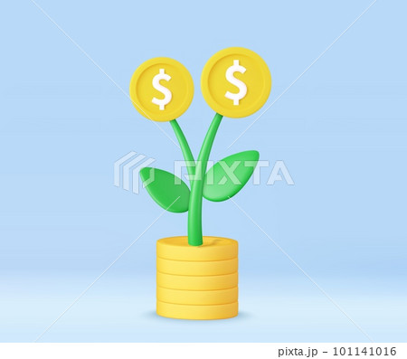 3d money tree plant with coin 101141016