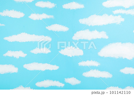 Blue sky painted on wall. Idea for baby room interior Blue sky painted on wall. Idea for baby room interior 101142110