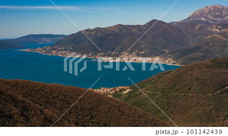 View of the Bay of Kotor from the mountain hiking trail above Tivat and Gorna Lastva 101142439