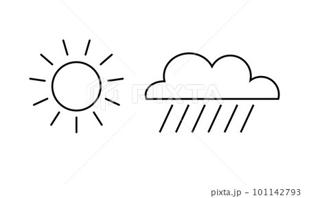 The cloud is rainy and sunny line icons 101142793