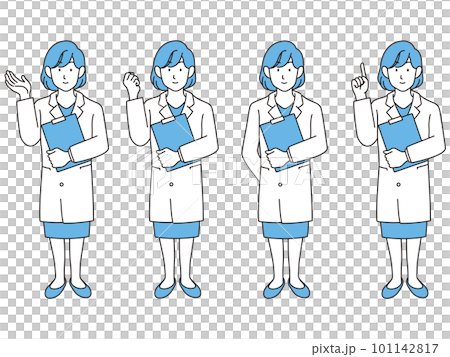穿白大衣的女醫生線描插圖集 穿白大衣的女醫生線描插圖集 101142817