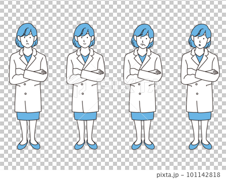 穿白大衣的女醫生線描插圖集 穿白大衣的女醫生線描插圖集 101142818