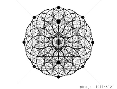 Seed of life symbol Sacred Geometry. Logo icon Geometric mystic mandala of alchemy esoteric Flower of Life. Holy trinity sign Vector black tattoo divine meditative amulet isolated on white background 101143121