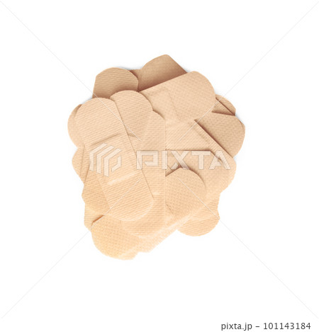 Medical sticking plasters isolated on white. First aid item 101143184