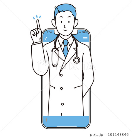 オンライン診療をする医者 101143346