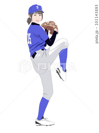 サウスポー女子ピッチャーのイラスト 101143893