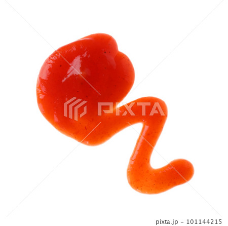 Tasty tomato sauce isolated on white, top view Tasty tomato sauce isolated on white, top view 101144215