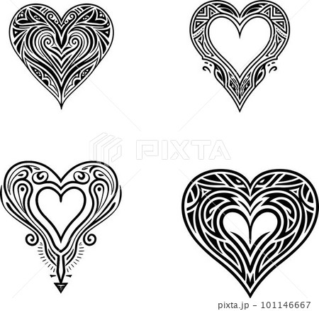 Great Tattoo Tribal Hearts Vector Great Tattoo Tribal Hearts Vector 101146667