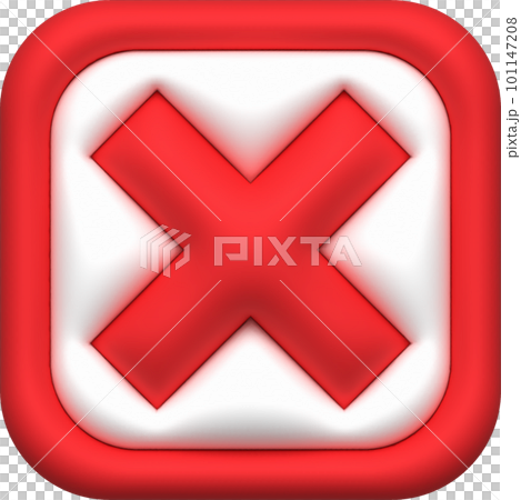 cross check mark icon button and no or wrong symbol on reject cancel sign button . rendering 3D. 101147208