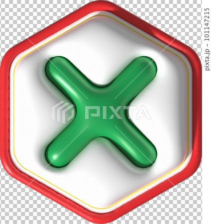 cross check mark icon button and no or wrong symbol on reject cancel sign button . rendering 3D. cross check mark icon button and no or wrong symbol on reject cancel sign button . rendering 3D. 101147215