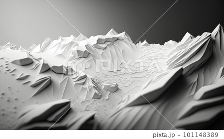 白い雪山模様の背景・精緻CG