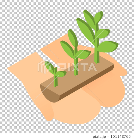 Illustration of Futaba growing on the palm Illustration of Futaba growing on the palm 101148766