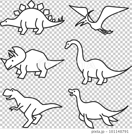 Set of cute dinosaurs, pterosaurs and plesiosaurs 101148791