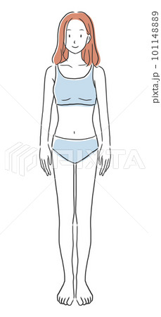 痩せた女性の全身イラスト素材 101148889