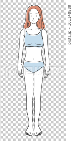痩せた女性の全身イラスト素材 101148889