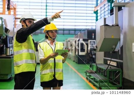 Factory manager point finger to command microchip machine 101148960