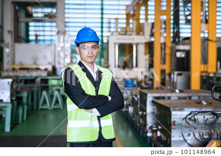 Portrait of Waist up factory Asian manager at warehouse 101148964