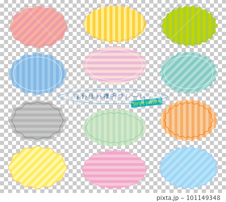 Howahowa elliptical balloon circle frame / stripe pattern set 101149348