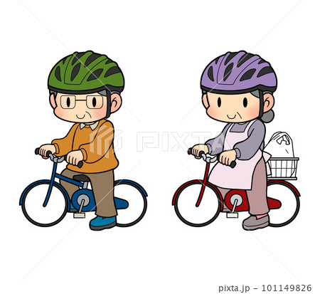 自転車に乗る_04シニアのイラスト素材 [101149826] - PIXTA