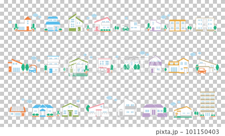 Cityscape/building icon illustration set (flat) 101150403