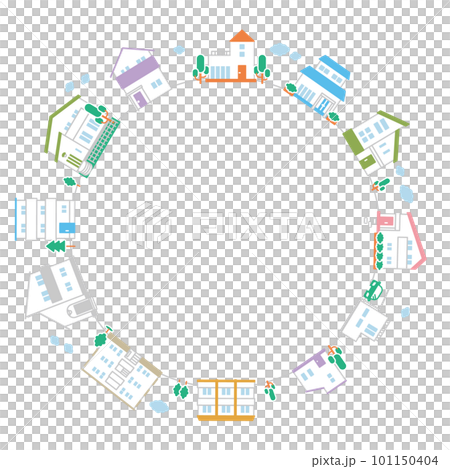 城市景觀/建築圖標插圖集（平面） 101150404