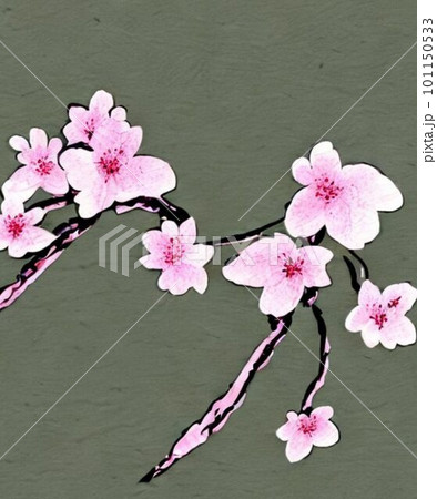 和風 桜 水墨画 和風 桜 水墨画 101150533