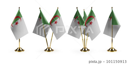 Small national flags of the Algeria on a white background 101150913